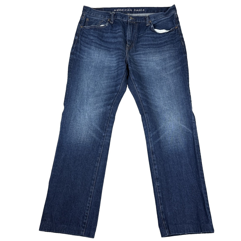 American Eagle Men's Original Straight Jeans‎ 36x34 Whiskered Dark Wash READ